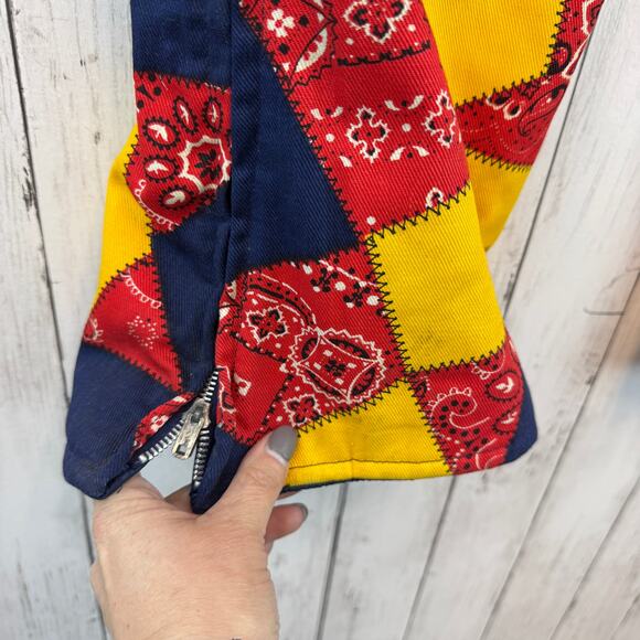 VTG Swing West Raven Bandanna Patchwork Reversible Ski Snow Pants Size Large - Picture 8 of 16